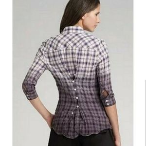 Elizabeth and James Purple Plaid Button Down Shirt